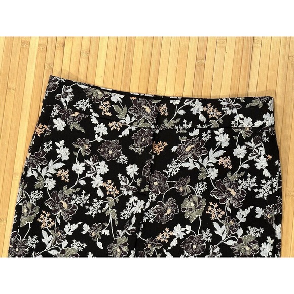 LOFT Women’s Sz 6P Marisa Pants Embroidered Jacquard Flowers Pencil Ankle - Picture 7 of 12